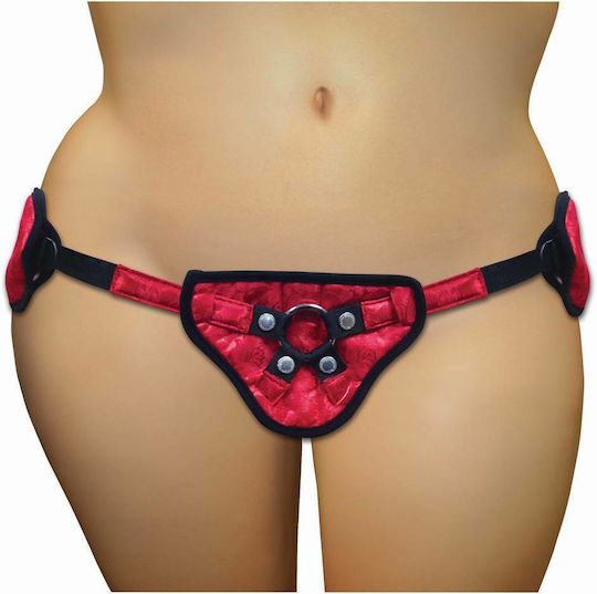 Sportsheets Lace & Satin Corset Strap On Plus Size Harness σε Κόκκινο Χρώμα