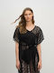 Vamp Feminin Scurt Rochie de Plajă Negru