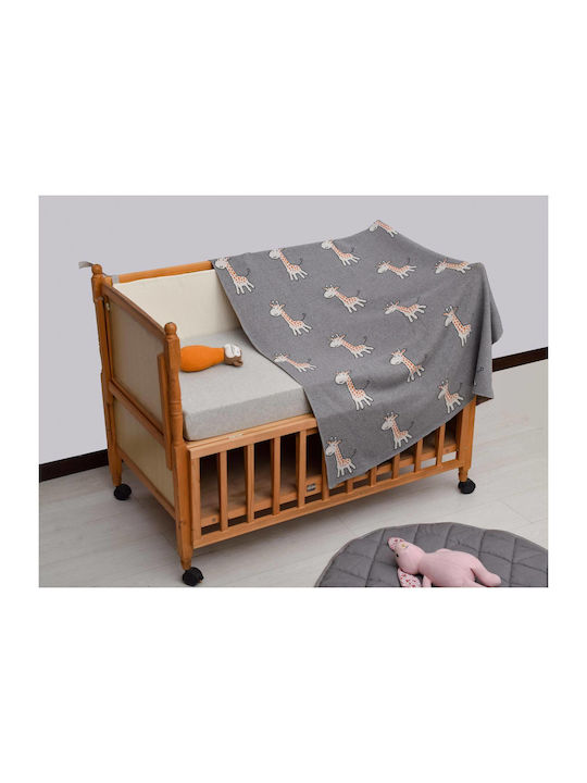 Liolios Home Κουβέρτα Αγκαλιάς & Λίκνου Giraffe Γκρι 80x100εκ.