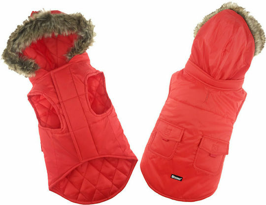 Pet Interest Classic Jacket Кучешки палта Водоустойчиво Худи Червен XSmall с дължина на гръбчето 20 см.