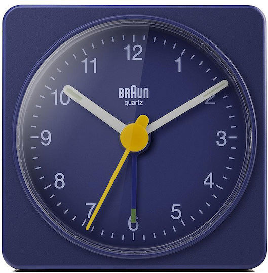 Braun BC 02 Αθόρυβο Επιτραπέζιο Ρολόι με Δείκτες με Ξυπνητήρι Μπλε BC02BL