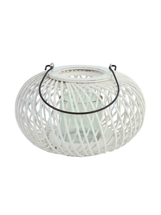 Atmosphera Lantern Wooden Tabletop White 27x27x17εκ. 1pcs