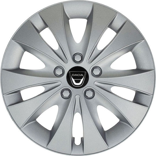 Jestic Car Hubcap Set Storm with Dacia Emblem 16" 4pcs Silver