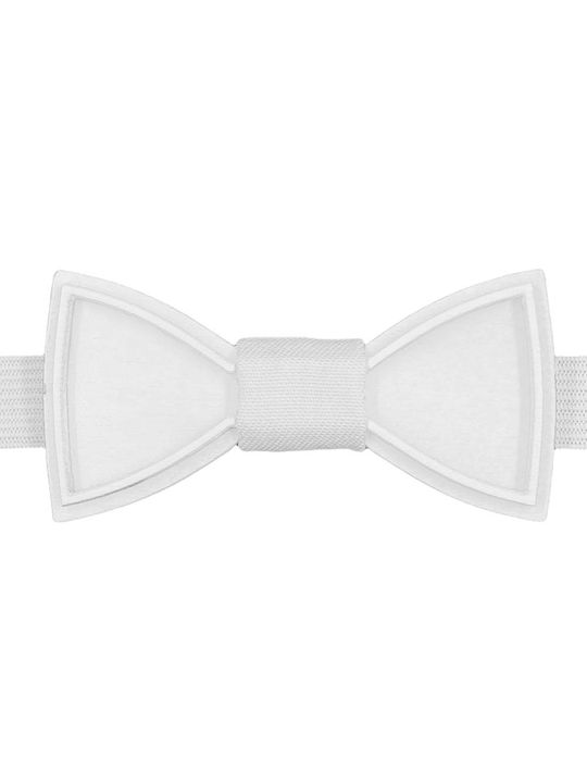 Papion pentru copii papion din lemn 3D Edition White Bow White Binding Bonjour Bebe "0009"