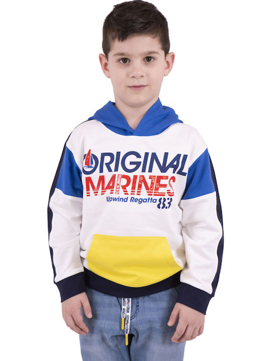 Kids Sweatshirt with Hood and Pockets White DBP2024B1