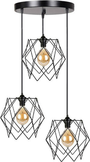 Pakketo PWL-1037 Pendant Light Black Grid with Socket E27 30x30x85cm