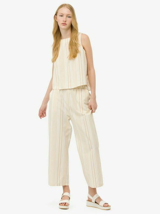 TIFFOSI High-rise pants with elastic waist beige