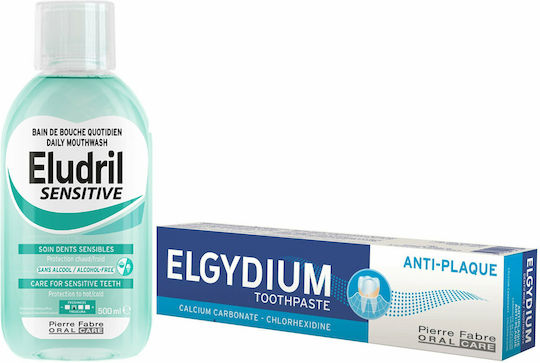 Pierre Fabre Eludril Sensitive & Elgydium Antiplaque Toothpaste 75ml Mouthwash
