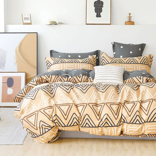Beauty Home Σετ Κουβερλί Υπέρδιπλο Βαμβακοσατέν Εμπριμέ 230x260cm 3τμχ