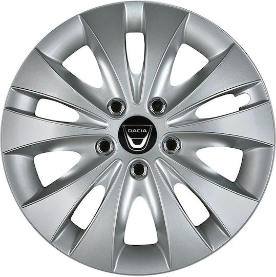 Jestic Car Hubcap Set Storm X with Dacia Emblem 14" 4pcs Silver