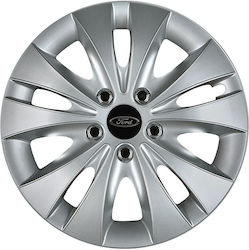 Jestic Car Hubcap Set Storm X with Ford Emblem 14" 4pcs Silver K