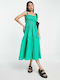 Vero Moda Midi All Day Φόρεμα Αμάνικο Πράσινο