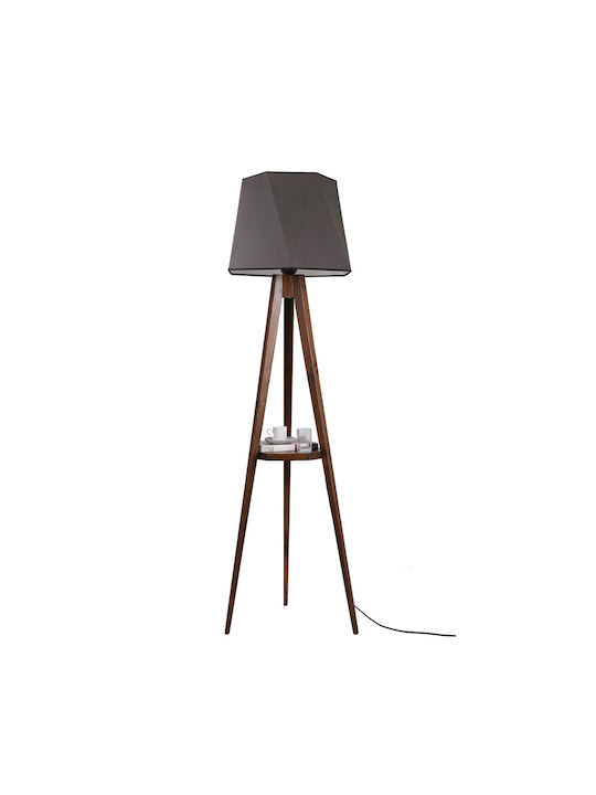 Tripod Hex Floor Lamp H165xW44cm. with Socket for Bulb E27 Gray