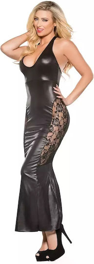 Allure Lingerie Rochie Kitten Din Dantelă Și Look Umed Neagră