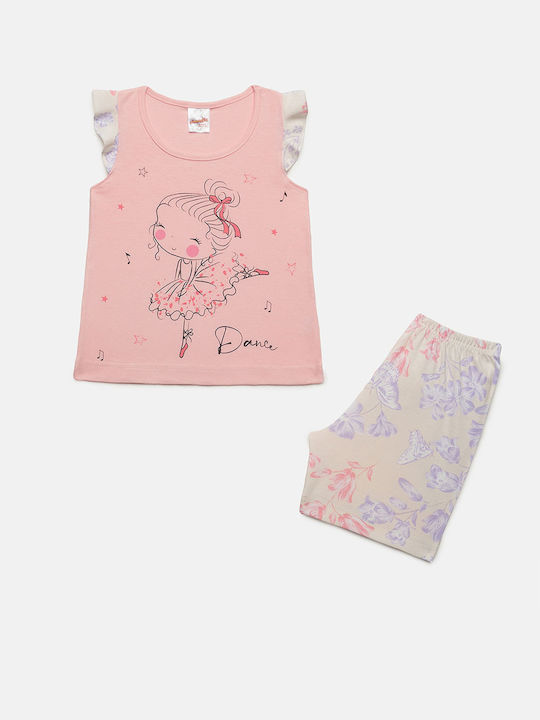 Minerva Set Top & Bottom Kids Summer Pyjamas Pink