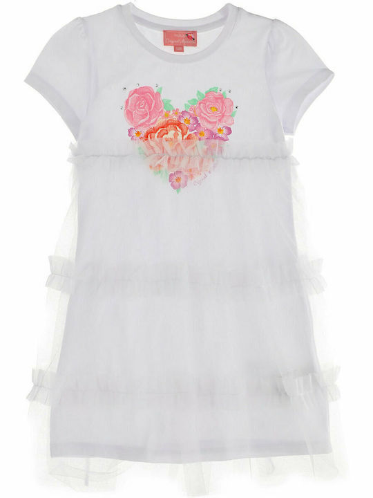 Children's Dress Short Sleeve Tulle White