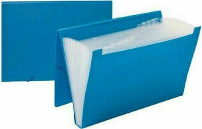 Metron Clipboard Flexible with 12 plastic sleeves Slides Accordion for Paper A4 Blue 1pcs