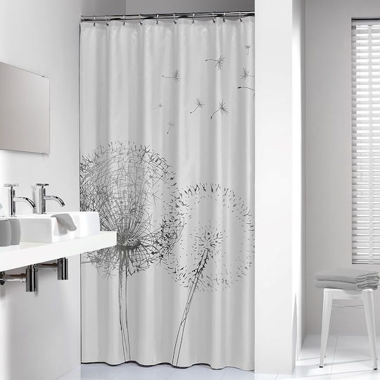 Sealskin Flow Shower Curtain Fabric 180x200cm White / Grey 800142