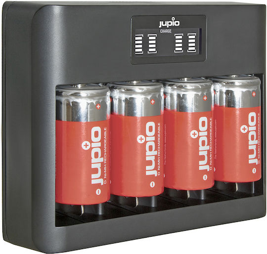 Jupio USB Ladegerät 4 Batterien Ni-MH Größe AA/AAA/9V/D
