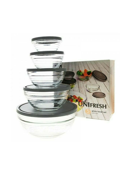 Uniglass Lunch Box Glass Gray 5pcs