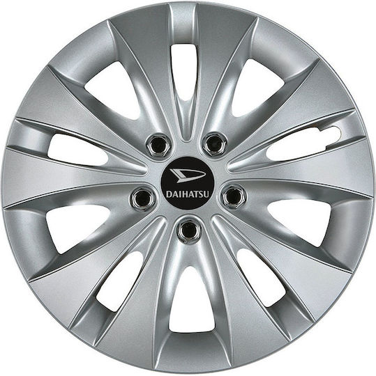 Jestic Car Hubcap Set Storm X with Daihatsu Emblem 14" 4pcs Silver
