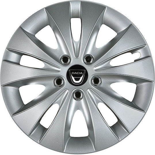 Jestic Car Hubcap Set Storm X with Dacia Emblem 15" 4pcs Silver