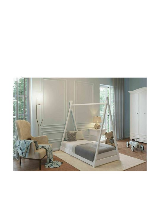 Παιδικό Κρεβάτι Τύπου Montessori Μονό για Στρώμα 70x140cm Λευκό Tipi