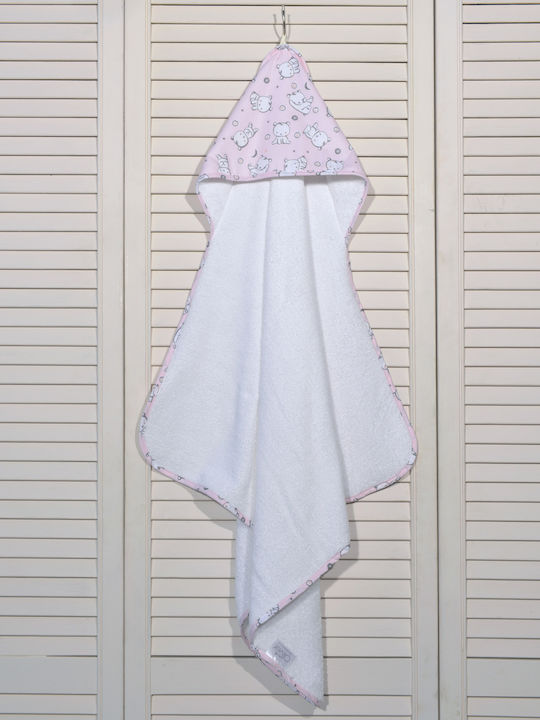 Baby Oliver Hooded Baby Bath Towel Pink