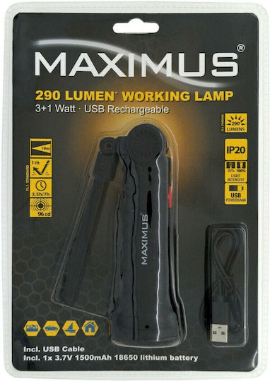 Maximus Arbeitslampe Wiederaufladbar LED IP20 Doppelte Funktion mit einer Helligkeit von bis zu 290lm
