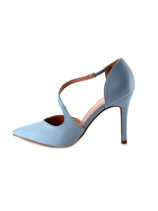 Blue Pointed Toe Heels with Slingback Strap