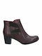Leather Women's Ankle Boots with Medium Heel Burgundy