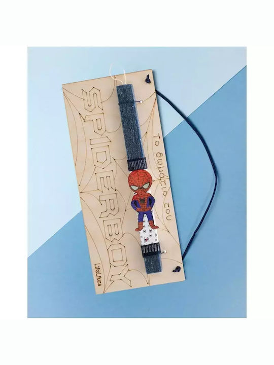 Easter Candle Spiderman Square with Box Spiderboy 24cm Blue (Name / Text Option)