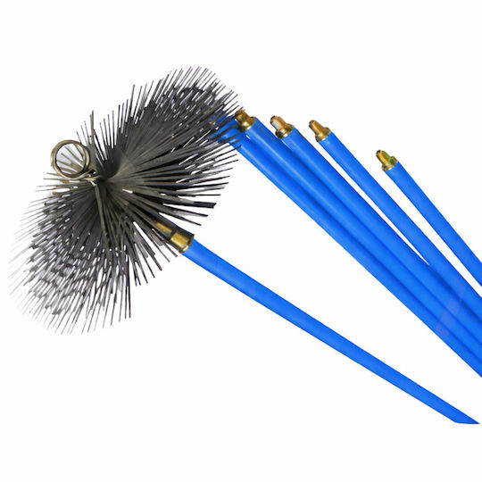 Maurer Round Metallic Chimney Cleaning Brush 1000570 with Extension Handle Ø250mm