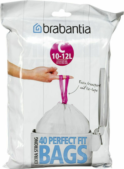 Brabantia Σακούλες Απορριμάτων Χωρητικότητας 12lt με Κορδόνι PerfectFit 38.5x49cm 40τμχ Λευκές