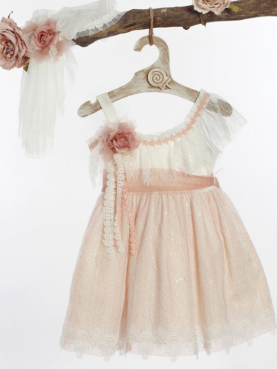 Lollipop Celebrations Ivorian/Sapio Apple Set de Haine de Botez cu Accesorii pentru păr , Rochie & Cardigan din Dantelă 3buc