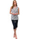 Vamp Sommer Damen Pyjama-Set Blue Captain