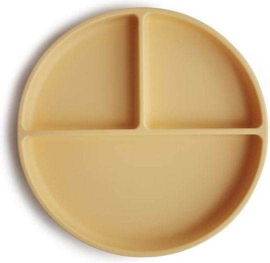 Mushie Baby Food Plate Suction made of Silicone Yellow