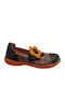 Kids Leather Ballerinas with Hoop & Loop Closure Brown