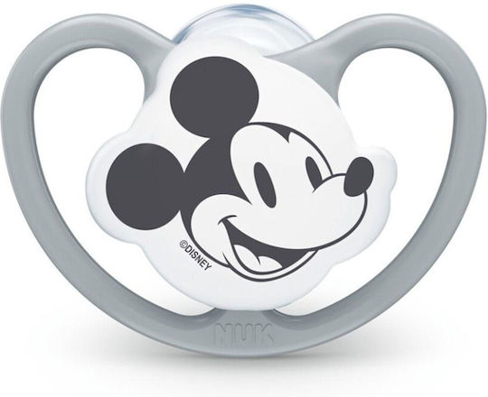 Nuk Space Mickey & Minnie Orthodontic Pacifier Silicone with Case Gray for 6-18 months