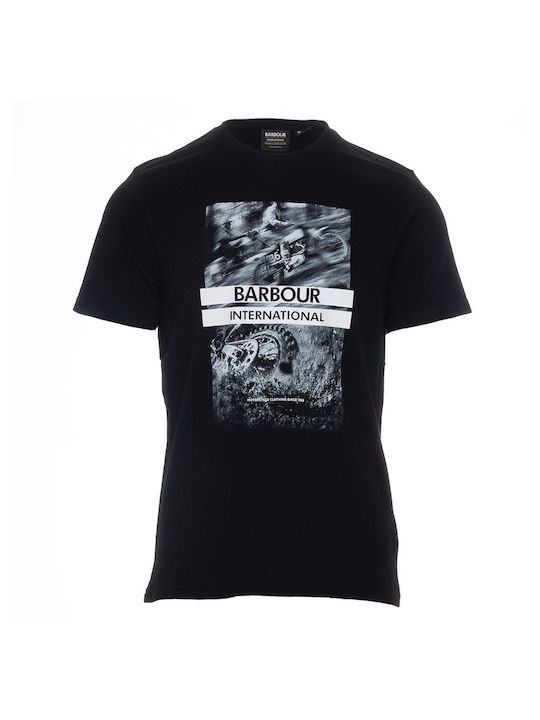 Barbour Ανδρικό T-shirt Μαύρο με Στάμπα