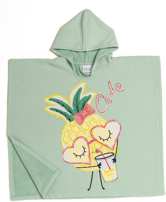 Melinen Pineapple Mint Kids Beach Poncho Green 60 x 60cm