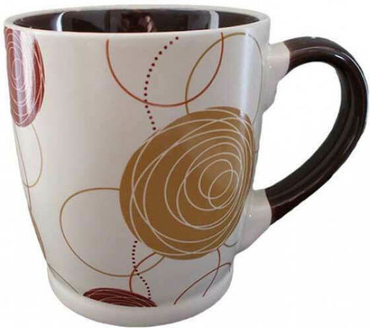 Καρβούνης Stoneware Circle Κούπα από Πορσελάνη Μπεζ 400ml