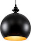 GloboStar Rockford Μοντέρνο Κρεμαστό Φωτιστικό Μονόφωτο Καμπάνα με Ντουί E27 σε Μαύρο Χρώμα