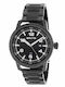 3Guys Herrenuhr 45mm Batterie mit Schwarz Metallarmband