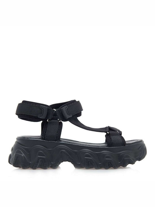 Seven Leder Damen Flache Sandalen in Schwarz Farbe