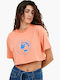 Women's Summer Crop Top Cotton Short Sleeve Orange