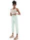 Mw Women's High-waisted Fabric Trousers with Elastic Regular Fit Turquoise