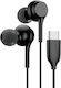 Leewello EJ-104 In-ear Handsfree με Βύσμα USB-C Μαύρο