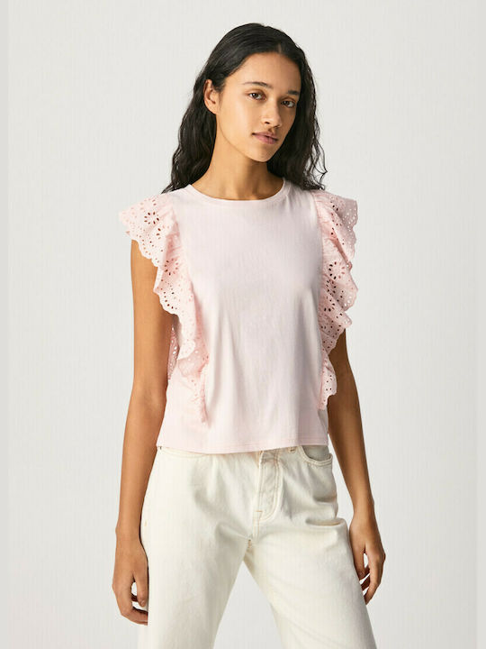 Pepe Jeans Women's Summer Blouse Cotton Sleeveless Pink