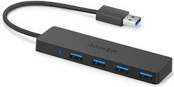 Anker Ultra Slim 4-Port USB 3.0 4 Port Hub with USB-A Connection (A7516016)